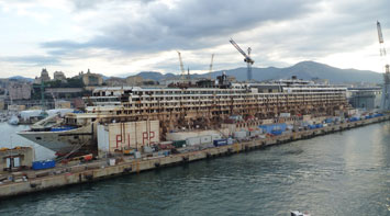 Il gigante Costa Concordia sorretto da tubolari d’acciaio realizzati da Cima S.p.A.